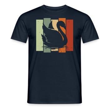 Cygne rétro Birdwatching Bird Watcher - T-shirt homme - marine - Devant - AI Model Male 178 light (178cm)