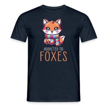 Adorable renard Kawaii avec écharpe graphique pour renard - T-shirt homme - marine - Devant - AI Model Male 178 light (178cm)