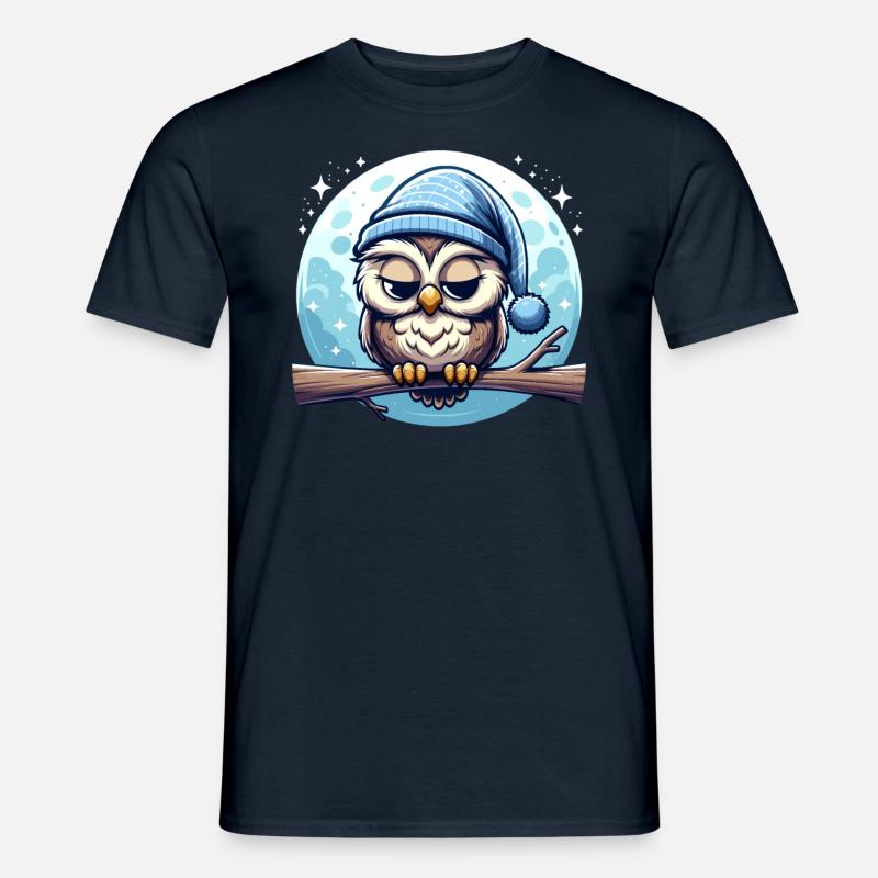 Eule Schlummertrunk Schlafeule Mond - Männer T-Shirt - Navy