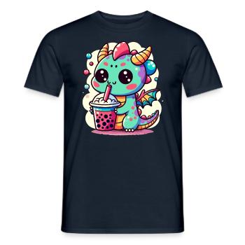 Boba Tee Drache Kawaii - Männer T-Shirt - Navy - Vorne - AI Model Male 178 light (178cm)