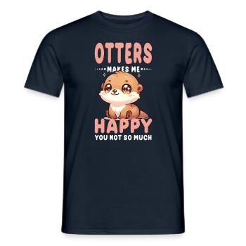 Niedliche Ottergrafik mit lustigem Zitat für Tier - Männer T-Shirt - Navy - Vorne - AI Model Male 178 light (178cm)