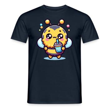 Adorable abeille kawaii mignon animal Boba bulle de thé - T-shirt homme - marine - Devant - AI Model Male 178 light (178cm)