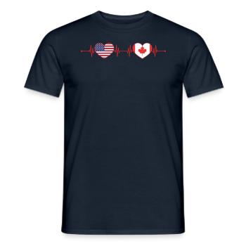 USA Canada Heartbeat American Canadian Heart Flag - Men's T-Shirt - navy - Front - AI Model Male 178 light (178cm)