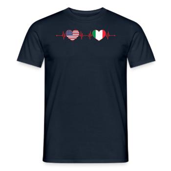 États-Unis Italie Heartbeat Cœur Américain Italien - T-shirt homme - marine - Devant - AI Model Male 178 light (178cm)