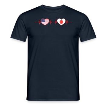 États-Unis Japon Heartbeat Cœur Américain Japonais - T-shirt homme - marine - Devant - AI Model Male 178 light (178cm)