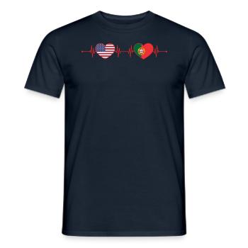 USA Portugal Heartbeat American Portuguese - Men's T-Shirt - navy - Front - AI Model Male 178 light (178cm)