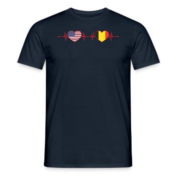 USA Belgium Heartbeat American Belgian - Men's T-Shirt - navy - Front - AI Model Male 178 light (178cm)