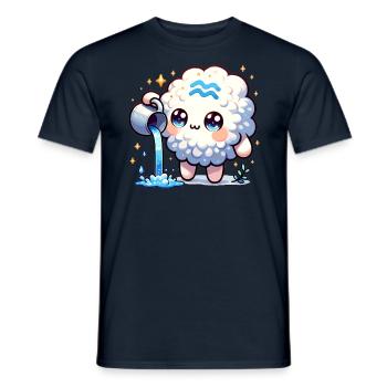 Signe du zodiaque Verseau Kawaii Personnage Anniversaire - T-shirt homme - marine - Devant - AI Model Male 178 light (178cm)