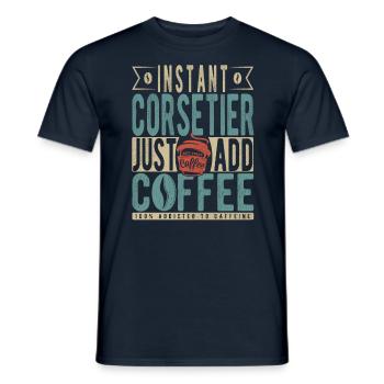 Instant-Korsett, einfach Kaffee hinzufügen - Männer T-Shirt - Navy - Vorne - AI Model Male 178 light (178cm)