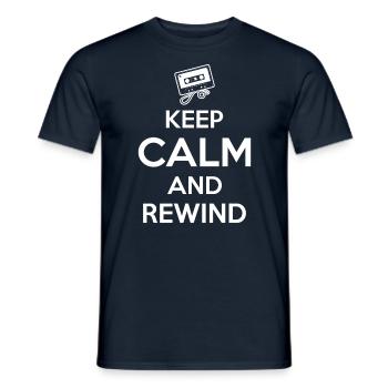 Keep Calm And Rewind Cassette Tape Sound Audio - Men's T-Shirt - navy - Front - AI Model Male 178 light (178cm)
