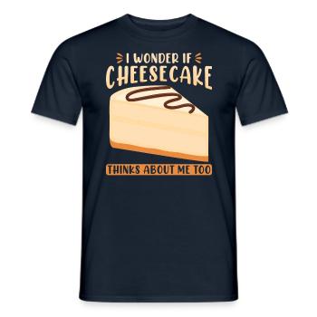 Ich frage mich, ob Cheesecake auch an mich denkt - Männer T-Shirt - Navy - Vorne - AI Model Male 178 light (178cm)