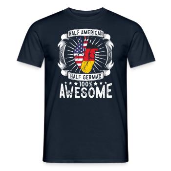 Allemagne États-Unis Drapeau - moitié américain moitié allemand - T-shirt homme - marine - Devant - AI Model Male 178 light (178cm)
