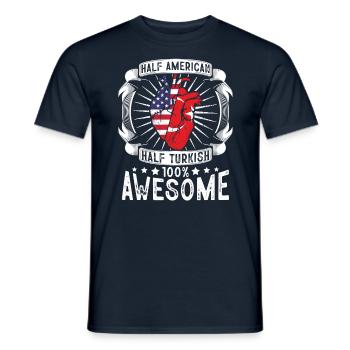 Turkey USA Flag - Half American Half Turkish - Men's T-Shirt - navy - Front - AI Model Male 178 light (178cm)
