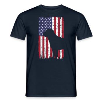 Chien Labrador Retriever avec drapeau des États-Unis - T-shirt homme - marine - Devant - AI Model Male 178 light (178cm)