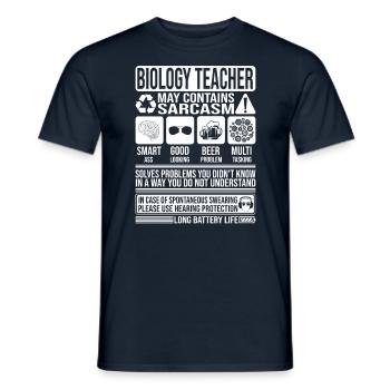 Biology Teacher Sarcasm funny Gift Biology Teacher - Men's T-Shirt - navy - Front - AI Model Male 178 light (178cm)