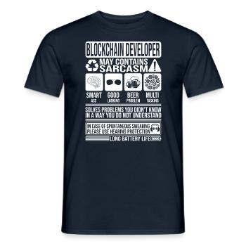 Blockchain Developer Sarcasm funny Gift Blockchain - Men's T-Shirt - navy - Front - AI Model Male 178 light (178cm)
