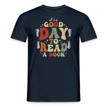 Guter Tag Zum Lesen Motiv - Männer T-Shirt - Navy - Vorne - AI Model Male 178 light (178cm)