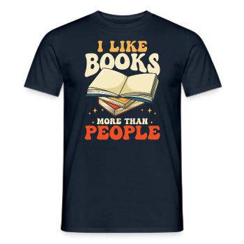 J’aime les livres plus que les gens - T-shirt homme - marine - Devant - AI Model Male 178 light (178cm)