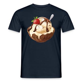 Vanilleeis Erdbeer Eisbecher Genuss Moment - Männer T-Shirt - Navy - Vorne - AI Model Male 178 light (178cm)