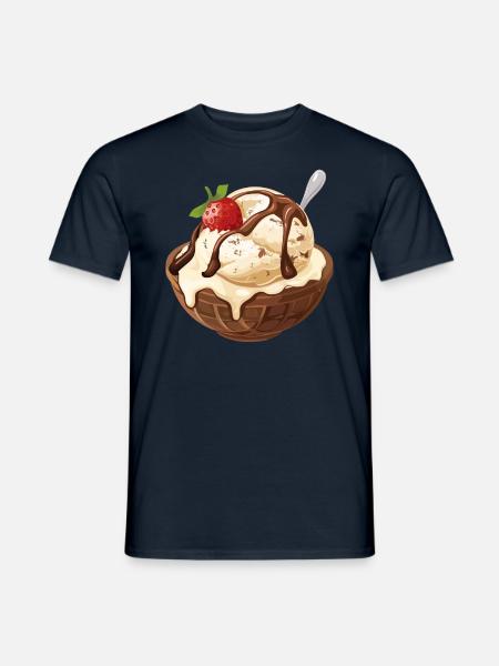 Vanilleeis Erdbeer Eisbecher Genuss Moment - Männer T-Shirt - Navy