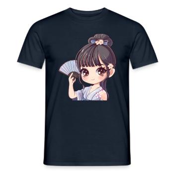 Fille d’anime avec ventilateur - T-shirt homme - marine - Devant - AI Model Male 178 light (178cm)