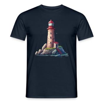 Leuchtturm An Der Felsigen Küste - Männer T-Shirt - Navy - Vorne - AI Model Male 178 light (178cm)