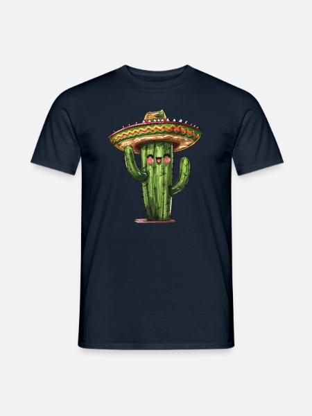 Grappige cactus met sombrero - Heren T-shirt - navy