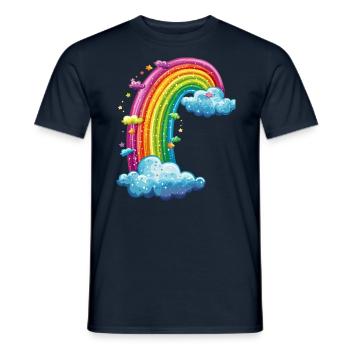 Bunter Regenbogen Mit Wolken Zeichnung - Männer T-Shirt - Navy - Vorne - AI Model Male 178 light (178cm)