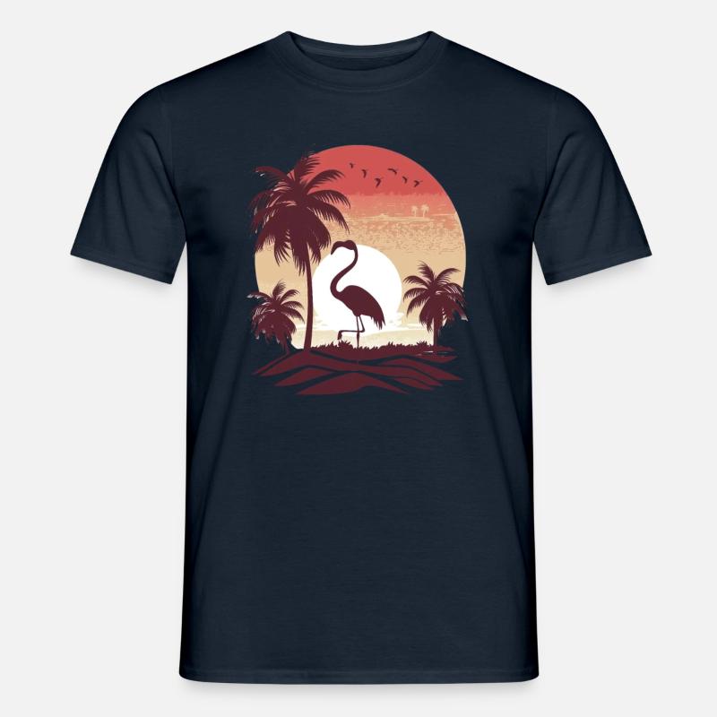 Flamingo Illustration - Männer T-Shirt - Navy