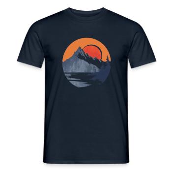 Adventure Mountains at Sunset - Men's T-Shirt - navy - Front - AI Model Male 178 light (178cm)