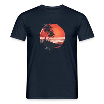 Tropical sunset with palm trees - Men's T-Shirt - navy - Front - AI Model Male 178 light (178cm)
