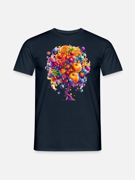 Bunte Weltenbaum Explosion - Männer T-Shirt - Navy