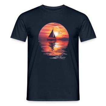 Sailboat at sunset by the sea - Men's T-Shirt - navy - Front - AI Model Male 178 light (178cm)