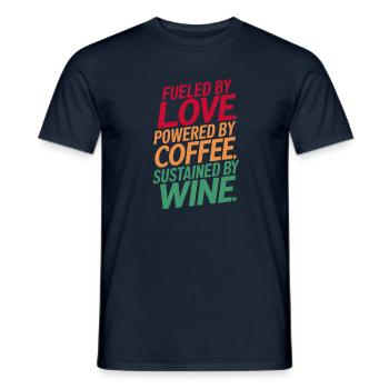 Poussé par l’amour, le café et le vin - T-shirt homme - marine - Devant - AI Model Male 178 light (178cm)
