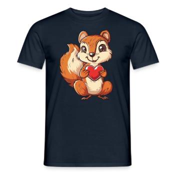 Adorable Squirrel with Red Heart Illustration - Men's T-Shirt - navy - Front - AI Model Male 178 light (178cm)