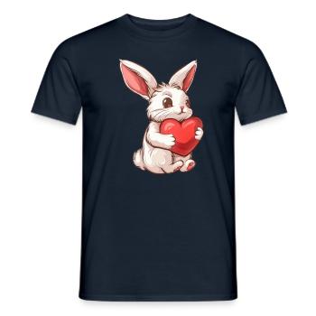 Adorable lapin tenant une illustration de coeur - T-shirt homme - marine - Devant - AI Model Male 178 light (178cm)