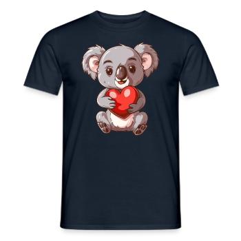 Cute Koala Holding Heart With Adorable Expression - Männer T-Shirt - Navy - Vorne - AI Model Male 178 light (178cm)