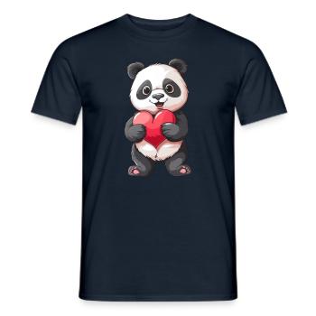 Cute Panda Holding Heart for Animal Lovers - Männer T-Shirt - Navy - Vorne - AI Model Male 178 light (178cm)