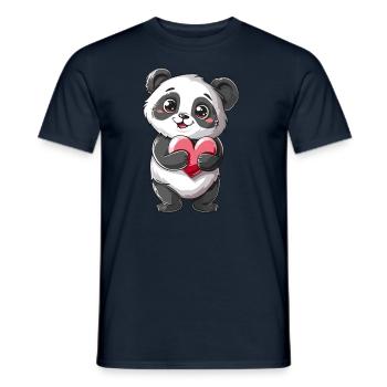 Adorable Panda Holding Heart - Cute Kawaii Panda - Men's T-Shirt - navy - Front - AI Model Male 178 light (178cm)