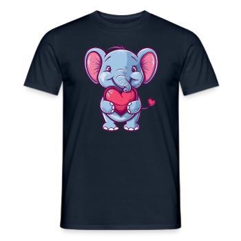 Adorable Elephant Holding Heart Cartoon - Männer T-Shirt - Navy - Vorne - AI Model Male 178 light (178cm)