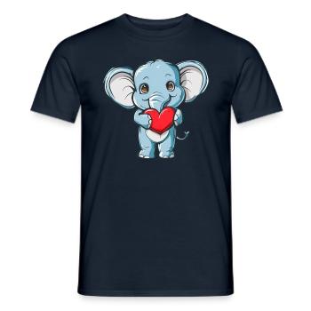 Adorable Elephant Holding Heart Cute Love - Männer T-Shirt - Navy - Vorne - AI Model Male 178 light (178cm)