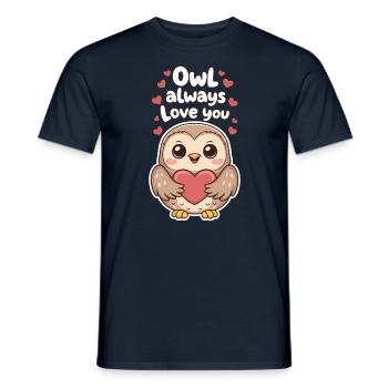 Owl Always Love You Cute Owl Holding Heart - Men's T-Shirt - navy - Front - AI Model Male 178 light (178cm)