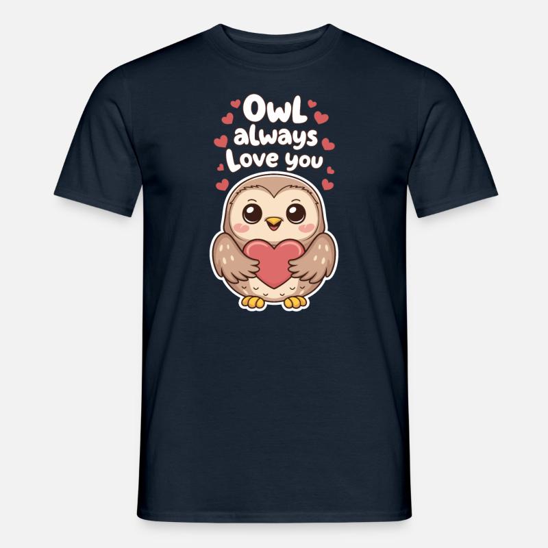 Eule liebt dich immer süße Eule mit Herz - Männer T-Shirt - Navy