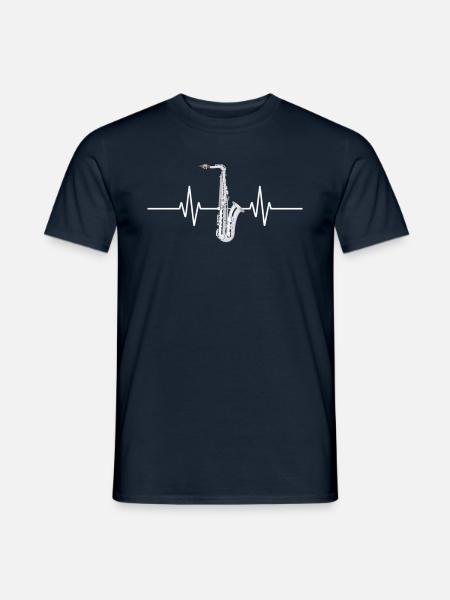 Saxophon Herzschlag Design Musikliebhaber - Männer T-Shirt - Navy