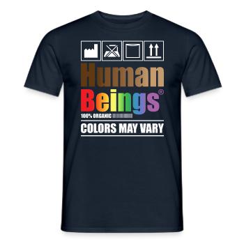 Human Beings 100% Organic Colors May Vary - Männer T-Shirt - Navy - Vorne - AI Model Male 178 light (178cm)
