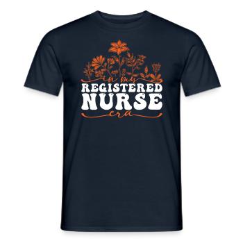 In My Registered Nurse Era Floral Motif - Men's T-Shirt - navy - Front - AI Model Male 178 light (178cm)