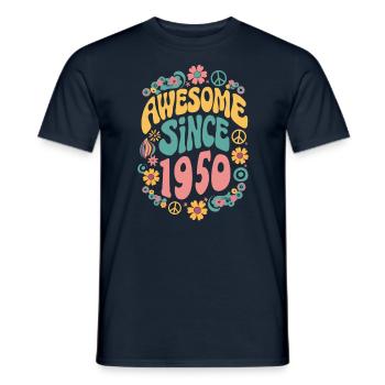 Génial Depuis 1950 Fleurs Hippie Né Année 1950 - T-shirt homme - marine - Devant - AI Model Male 178 light (178cm)