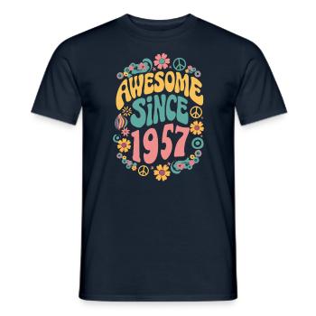 Awesome Since 1957 Flowers Hippie Born Year 1957 - Men's T-Shirt - navy - Front - AI Model Male 178 light (178cm)