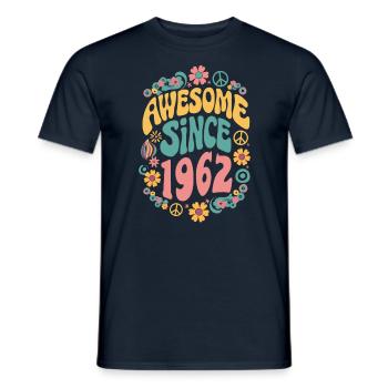 Awesome Since 1962 Blumen Hippie Geboren Jahr 1962 - Männer T-Shirt - Navy - Vorne - AI Model Male 178 light (178cm)
