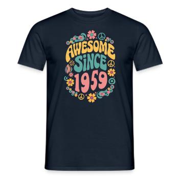 Awesome Since 1959 Blumen Hippie Geboren Jahr 1959 - Männer T-Shirt - Navy - Vorne - AI Model Male 178 light (178cm)